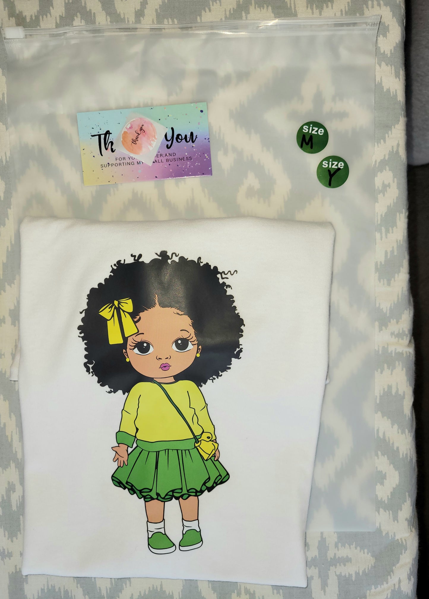 Curly Hair Girl Short Sleeve T-Shirt