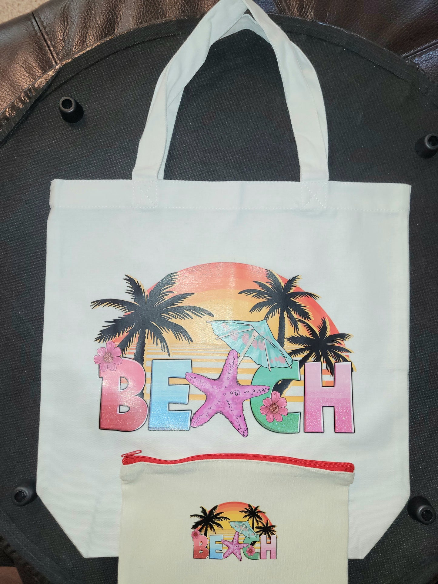 "Beach" Tote Bag and Pouch Set
