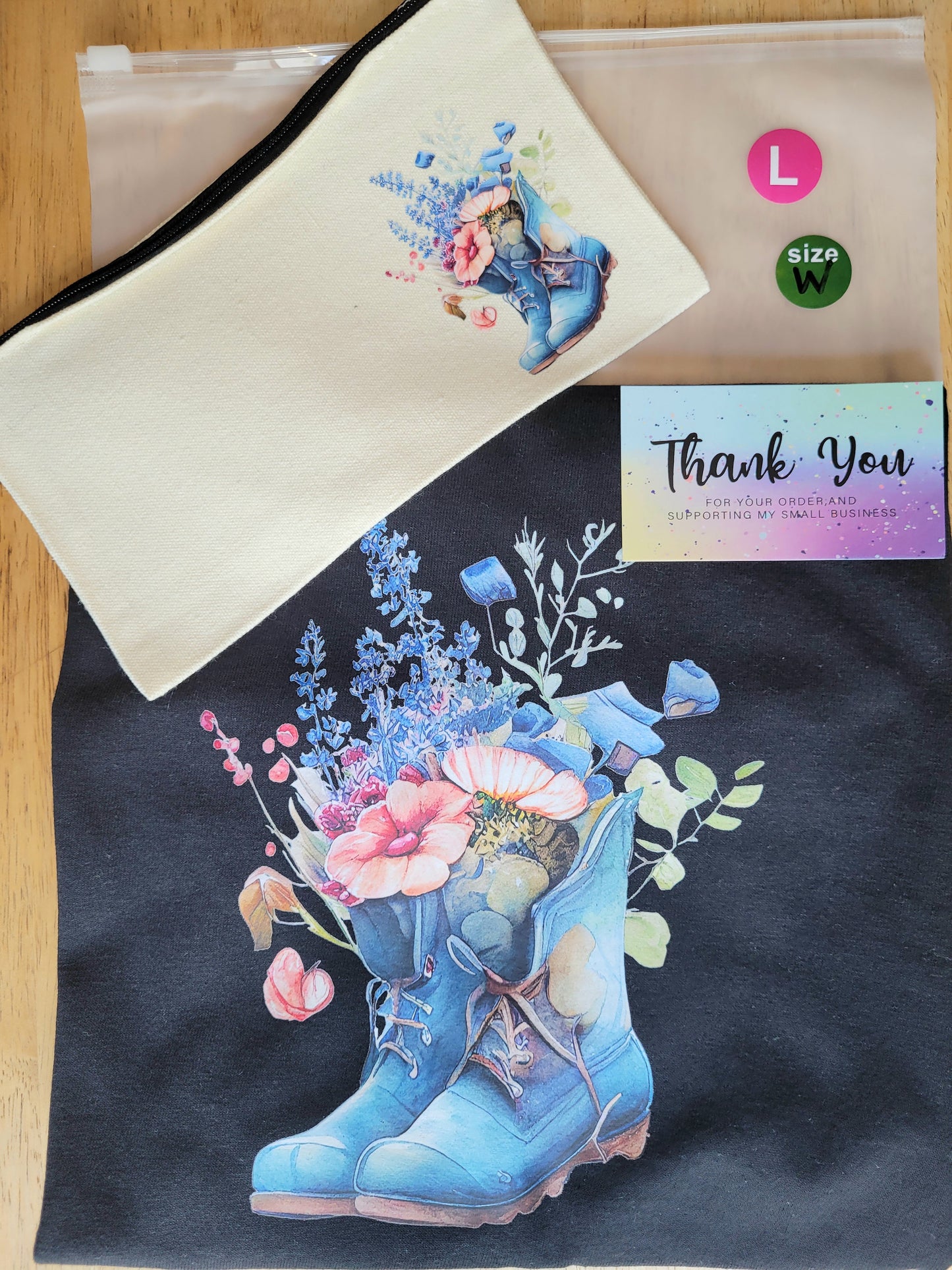 Blue Boot Pouch w/ Matching Short Sleeve T-Shirt