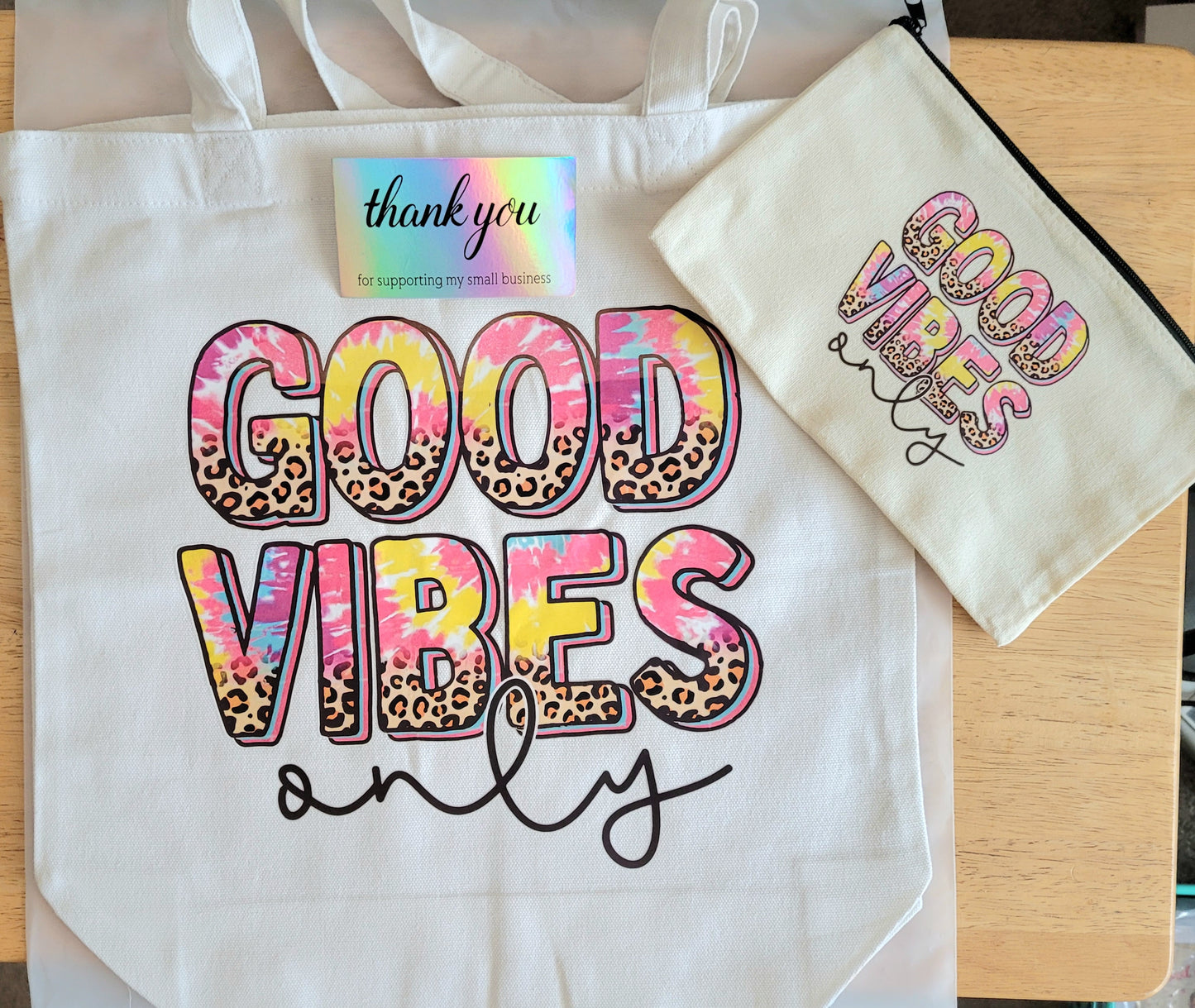 "Good Vibes" Tote Bag and Pouch