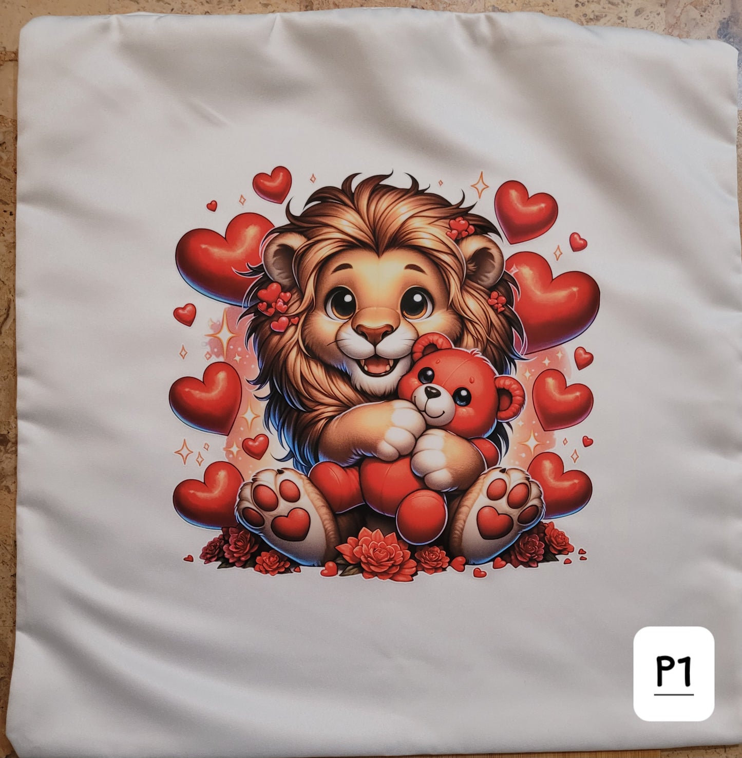 Valentine Day Lion-Teddy Bear Heart Pillow