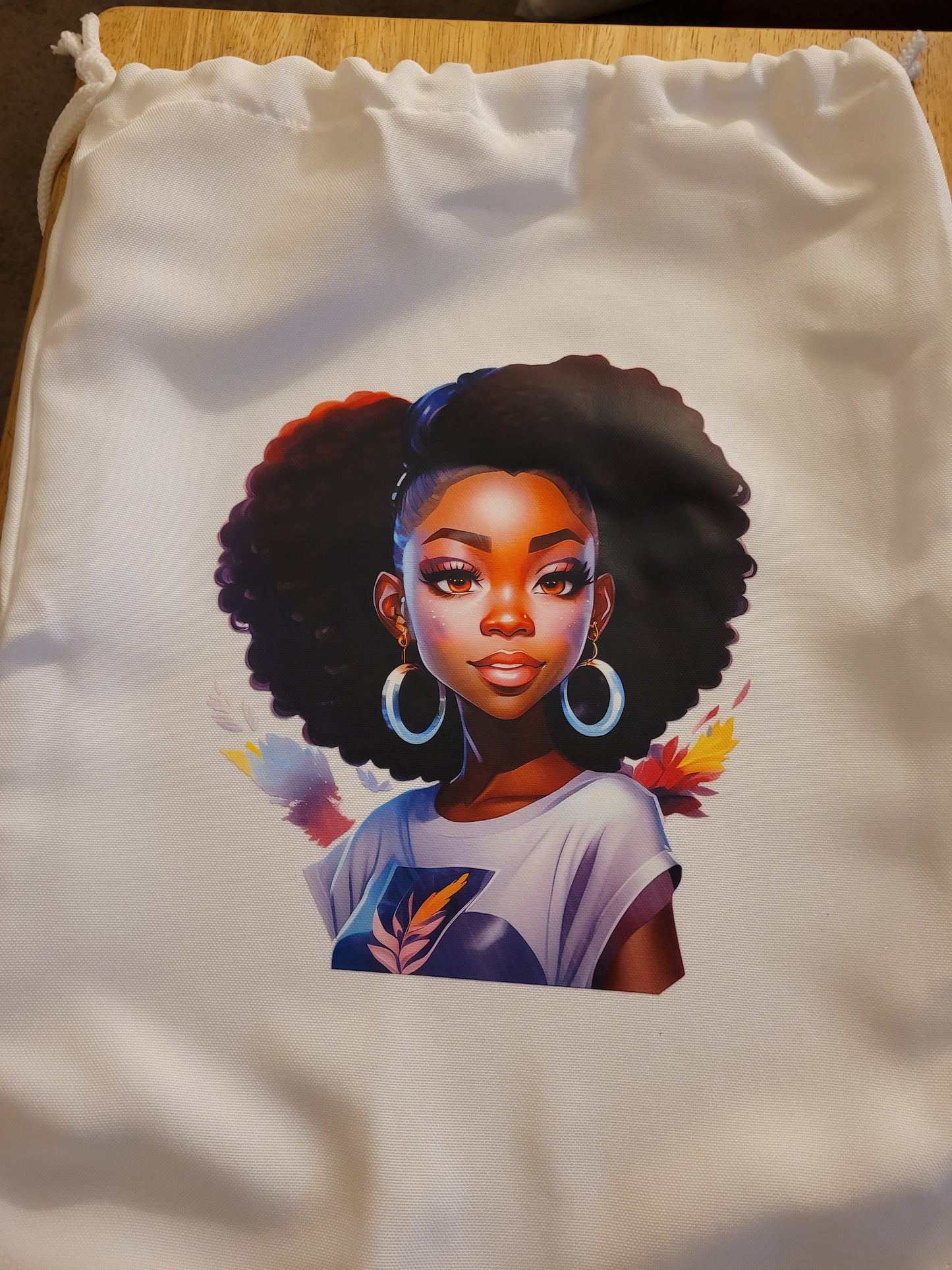 Black Girl Drawstring Backpack