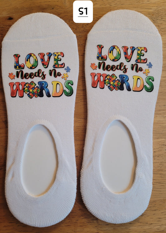 Autisim Support "Love Needs No Words" Socks