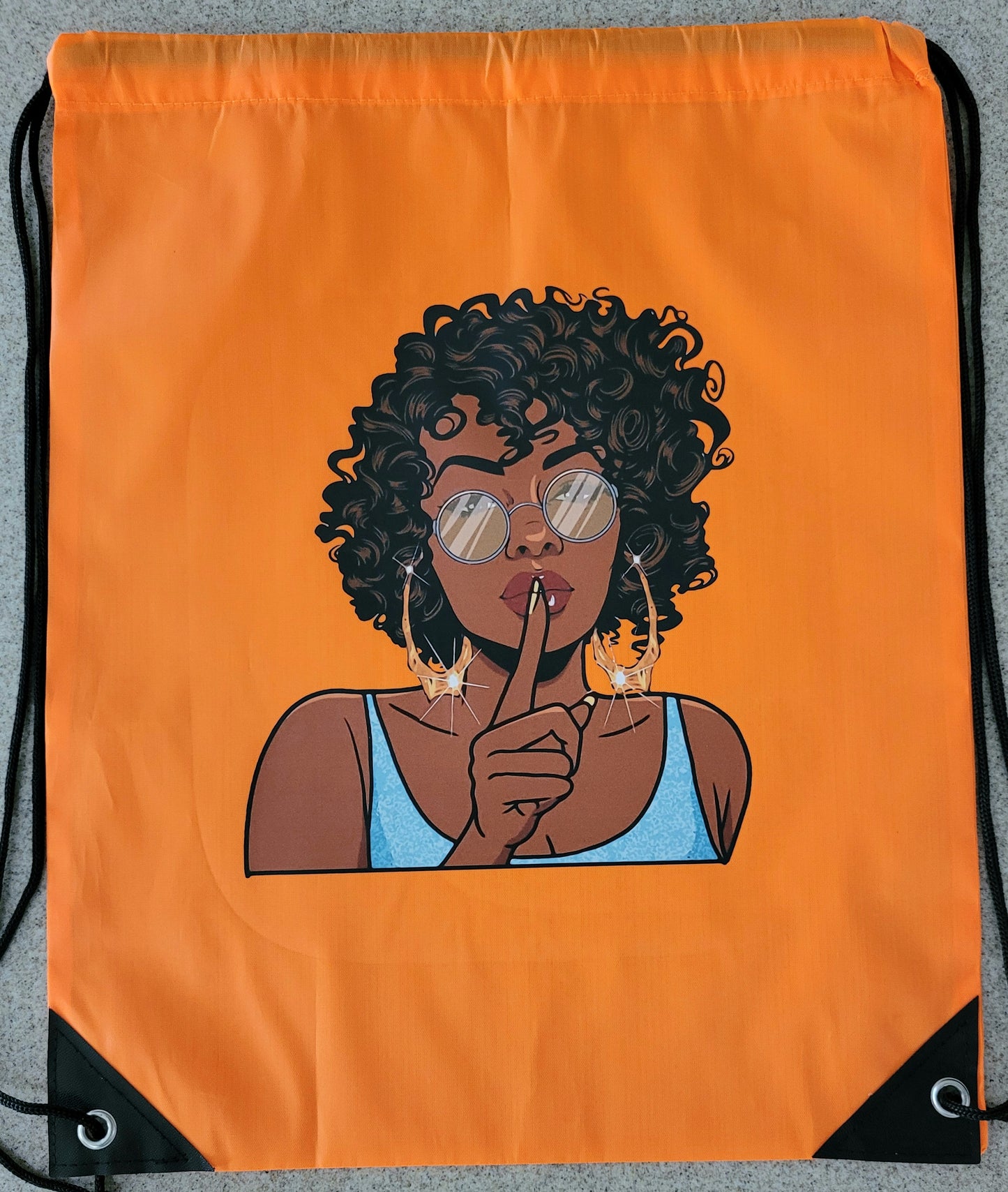 Black Girl Drawstring Backpack