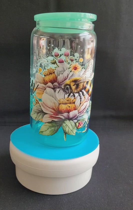 "Queen Bee-Green" Glass Jar