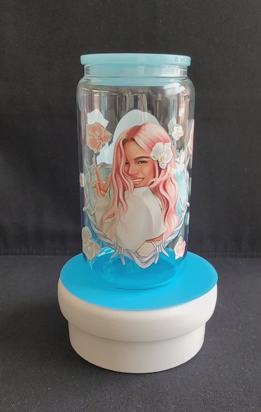 "Girl" Blue Glass Jar